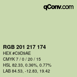 Color code: RGB 201 217 174 | qconv.com