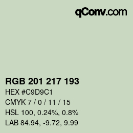 カラーコード: RGB 201 217 193 | qconv.com