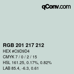 Código de color: RGB 201 217 212 | qconv.com