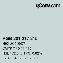 Color code: RGB 201 217 215 | qconv.com