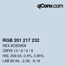 Color code: RGB 201 217 232 | qconv.com
