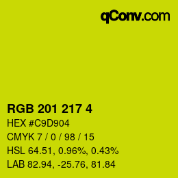 カラーコード: RGB 201 217 4 | qconv.com