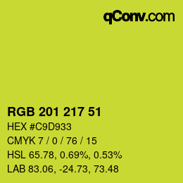 颜色代码: RGB 201 217 51 | qconv.com