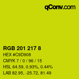 Color code: RGB 201 217 8 | qconv.com