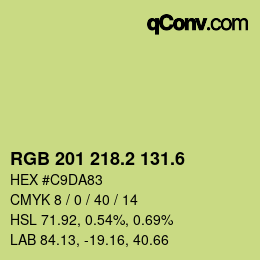 カラーコード: RGB 201 218.2 131.6 | qconv.com