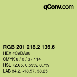 カラーコード: RGB 201 218.2 136.6 | qconv.com