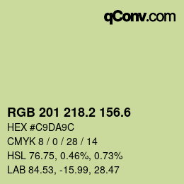 カラーコード: RGB 201 218.2 156.6 | qconv.com