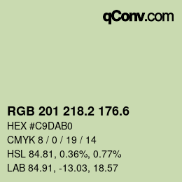 カラーコード: RGB 201 218.2 176.6 | qconv.com