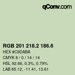 カラーコード: RGB 201 218.2 186.6 | qconv.com