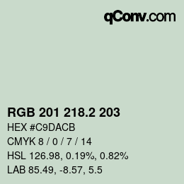 カラーコード: RGB 201 218.2 203 | qconv.com