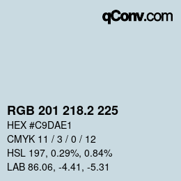 カラーコード: RGB 201 218.2 225 | qconv.com