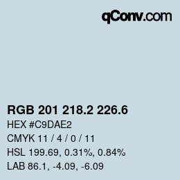 カラーコード: RGB 201 218.2 226.6 | qconv.com