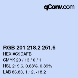 カラーコード: RGB 201 218.2 251.6 | qconv.com