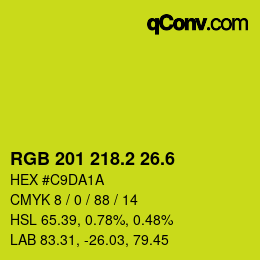 カラーコード: RGB 201 218.2 26.6 | qconv.com