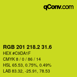 カラーコード: RGB 201 218.2 31.6 | qconv.com