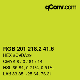 カラーコード: RGB 201 218.2 41.6 | qconv.com