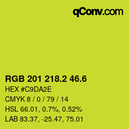 カラーコード: RGB 201 218.2 46.6 | qconv.com