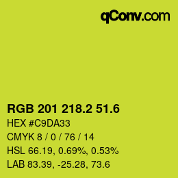 カラーコード: RGB 201 218.2 51.6 | qconv.com