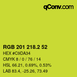 カラーコード: RGB 201 218.2 52 | qconv.com