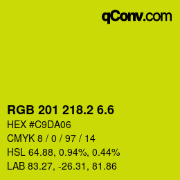 カラーコード: RGB 201 218.2 6.6 | qconv.com