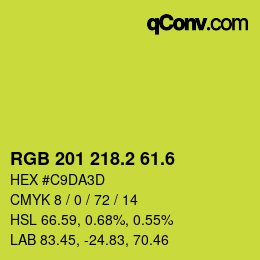 カラーコード: RGB 201 218.2 61.6 | qconv.com