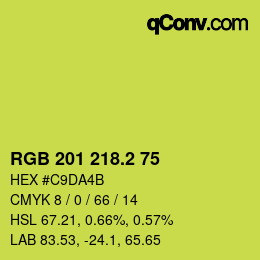 カラーコード: RGB 201 218.2 75 | qconv.com