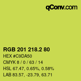 カラーコード: RGB 201 218.2 80 | qconv.com