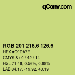 カラーコード: RGB 201 218.6 126.6 | qconv.com