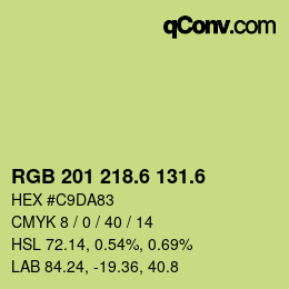 カラーコード: RGB 201 218.6 131.6 | qconv.com