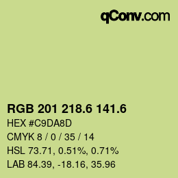 カラーコード: RGB 201 218.6 141.6 | qconv.com