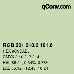 カラーコード: RGB 201 218.6 181.6 | qconv.com