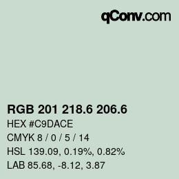 カラーコード: RGB 201 218.6 206.6 | qconv.com