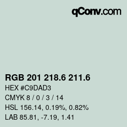 カラーコード: RGB 201 218.6 211.6 | qconv.com