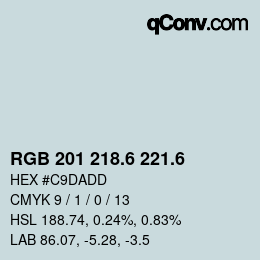 カラーコード: RGB 201 218.6 221.6 | qconv.com
