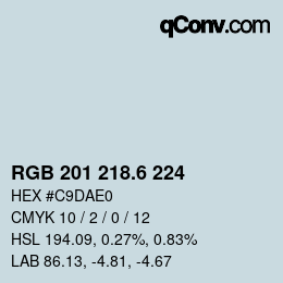 カラーコード: RGB 201 218.6 224 | qconv.com