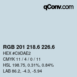 カラーコード: RGB 201 218.6 226.6 | qconv.com