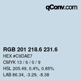 カラーコード: RGB 201 218.6 231.6 | qconv.com
