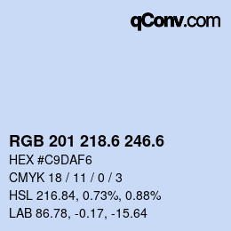 カラーコード: RGB 201 218.6 246.6 | qconv.com