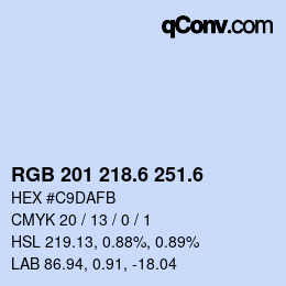 カラーコード: RGB 201 218.6 251.6 | qconv.com