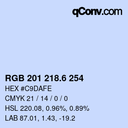カラーコード: RGB 201 218.6 254 | qconv.com