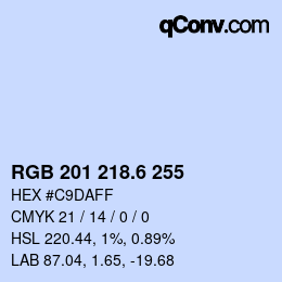 カラーコード: RGB 201 218.6 255 | qconv.com