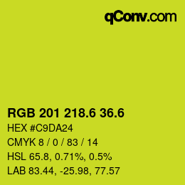 カラーコード: RGB 201 218.6 36.6 | qconv.com