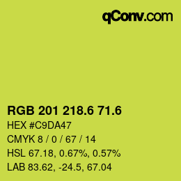 カラーコード: RGB 201 218.6 71.6 | qconv.com