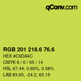 カラーコード: RGB 201 218.6 76.6 | qconv.com