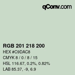 颜色代码: RGB 201 218 200 | qconv.com
