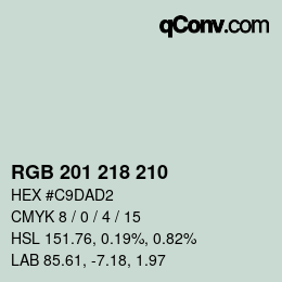 Color code: RGB 201 218 210 | qconv.com