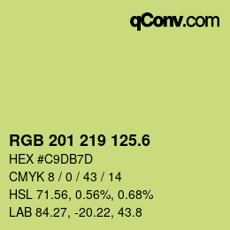 カラーコード: RGB 201 219 125.6 | qconv.com