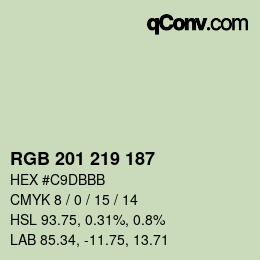 Color code: RGB 201 219 187 | qconv.com