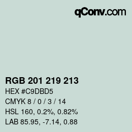 Color code: RGB 201 219 213 | qconv.com