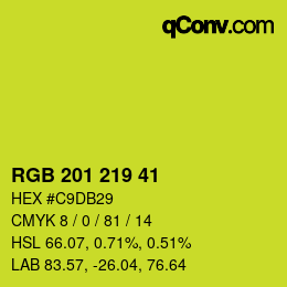 Color code: RGB 201 219 41 | qconv.com